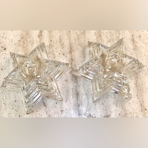 Set of 2 Star Shaped 24% Lead Crystal Candlestick Holders WMf Made in Germany - Picture 2 of 4